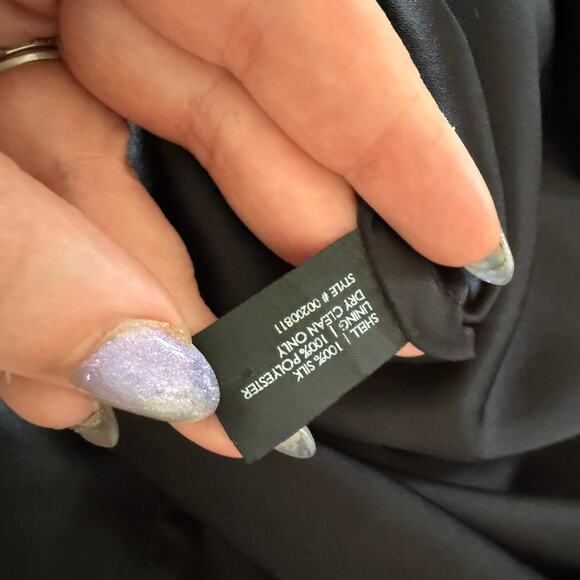 CLUB MONACO Y2K Vintage Black Silk Chiffon Pleated Babydoll Cocktail Dress Sz 2 - Picture 7 of 7